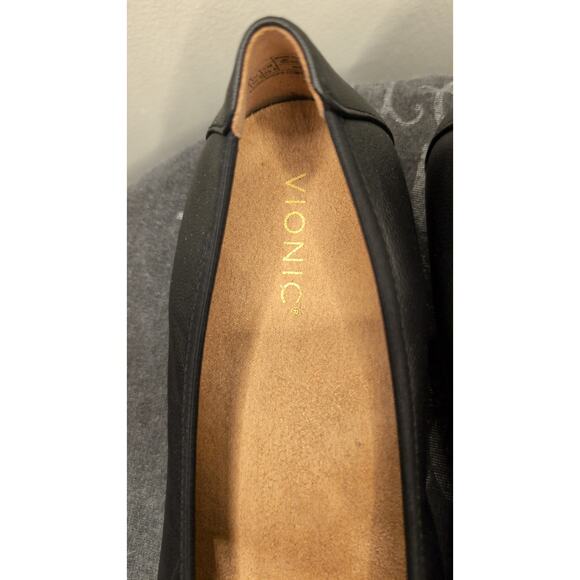 NWOT Vionic Amorie black leather orthotic bow ballet flats - Picture 3 of 9